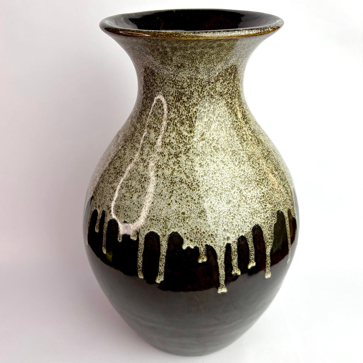Höf Pottery Large Bottle Vase – 33cm – Olive & Chocolate Glaze – WA Studio Ceramic