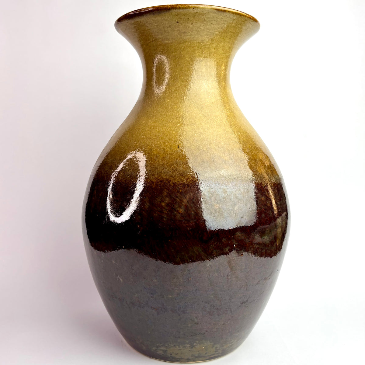 Höf Pottery Large Vase – 33cm – Honey & Iron Glaze – Western Australia Studio Ceramic