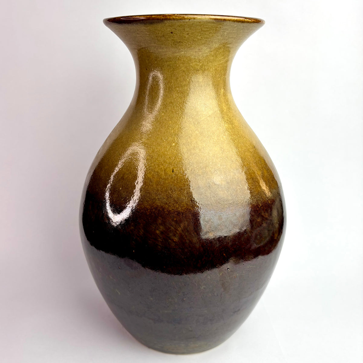 Höf Pottery Large Vase – 33cm – Honey & Iron Glaze – Western Australia Studio Ceramic