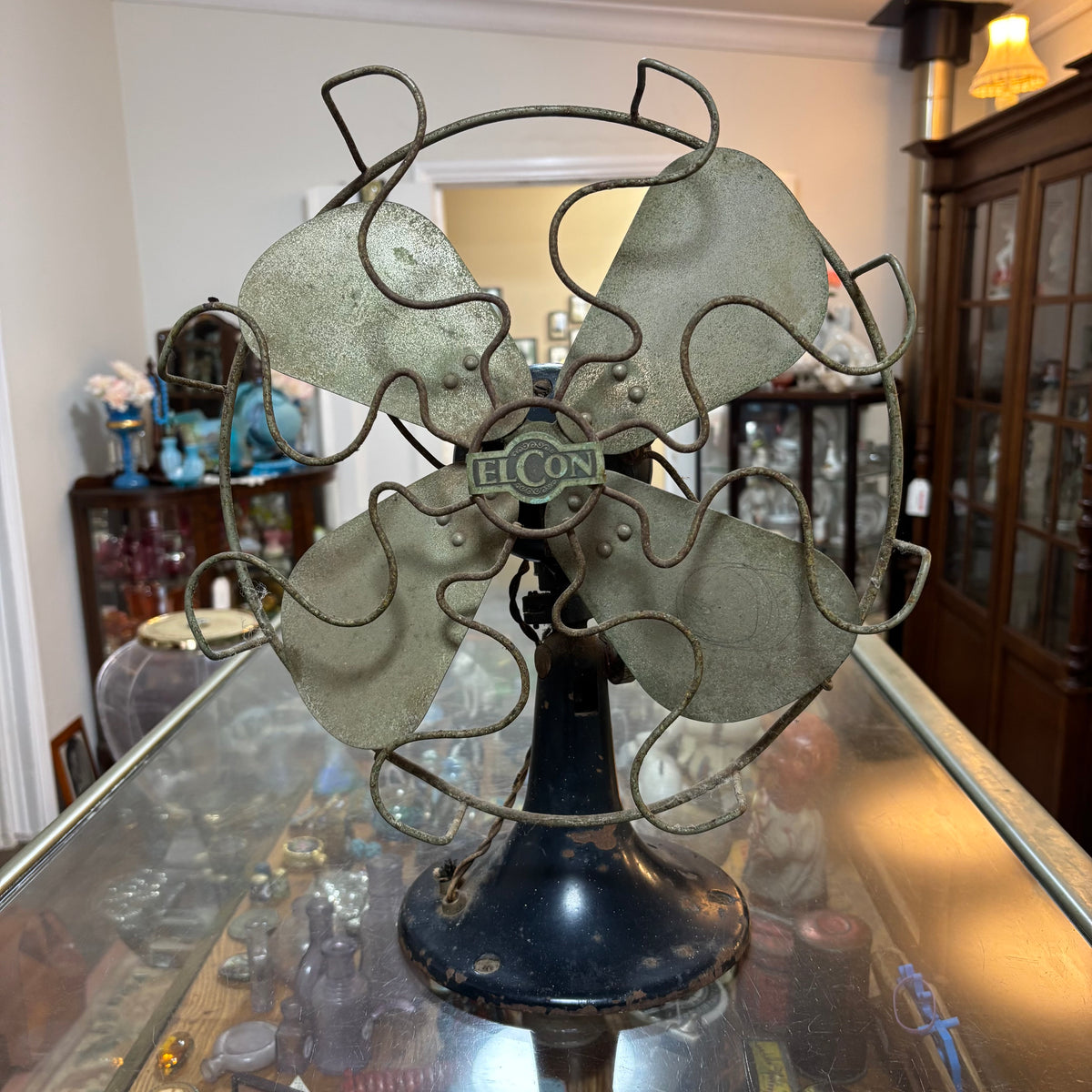 Vintage Elcon Oscillating Electric Desk Fan c1930s–40s – Original Australian Industrial Fan