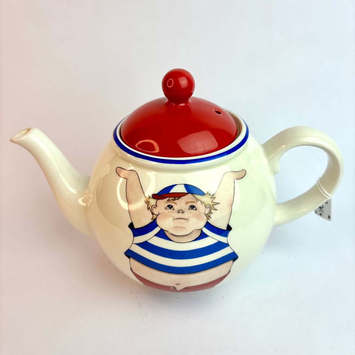 Arthur Wood “Fat Boy” Teapot with Red Lid – Made in England