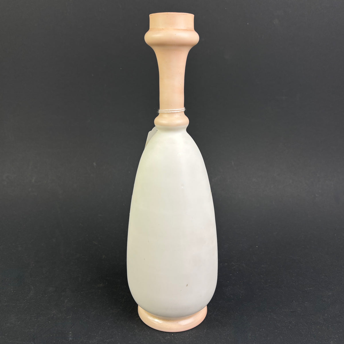 Victorian Satin Cased Art Glass Vase with Hand-Enamelled Feather Decoration c.1890