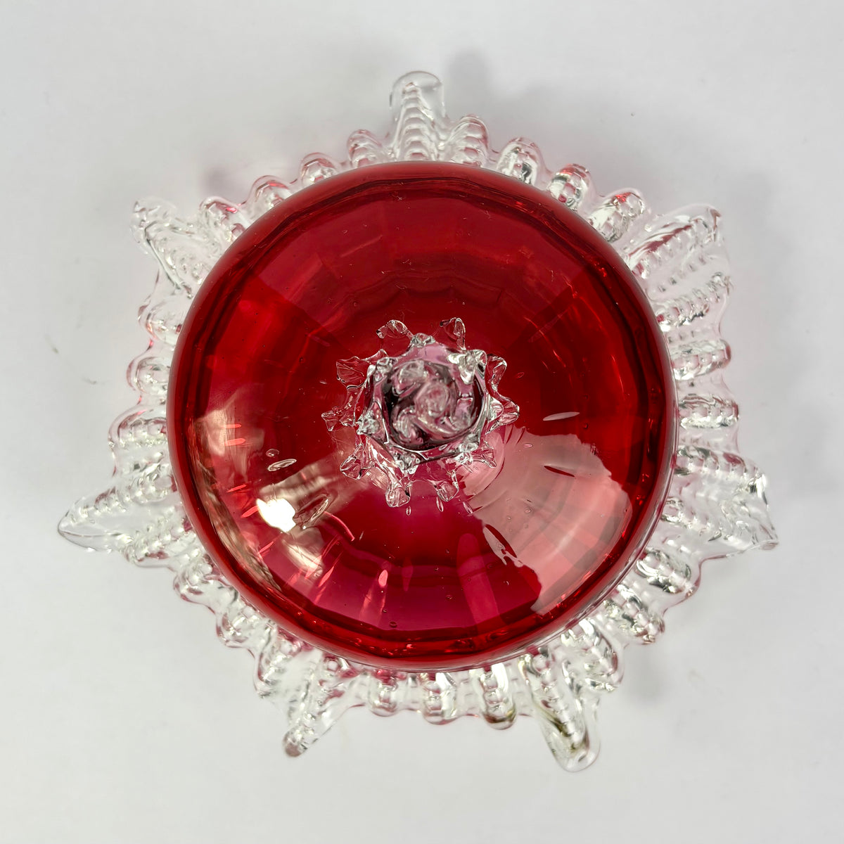 Victorian Cranberry Glass Covered Bonbon Dish c.1880–1900