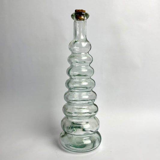 Large Ribbed Glass Decorative Bottle