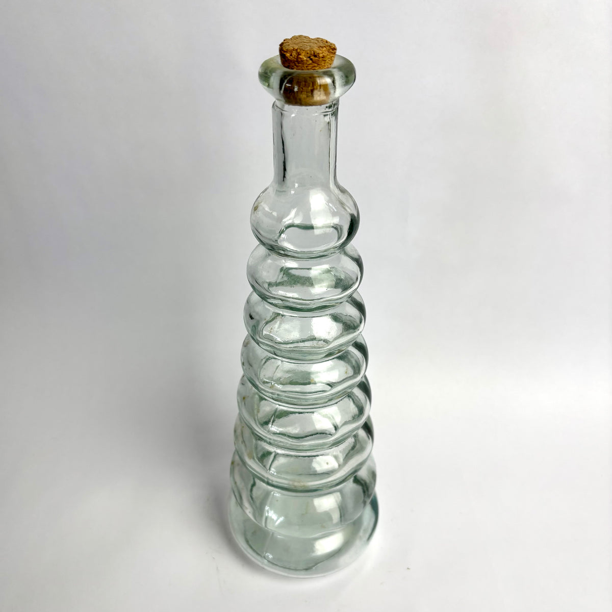 Large Ribbed Glass Decorative Bottle