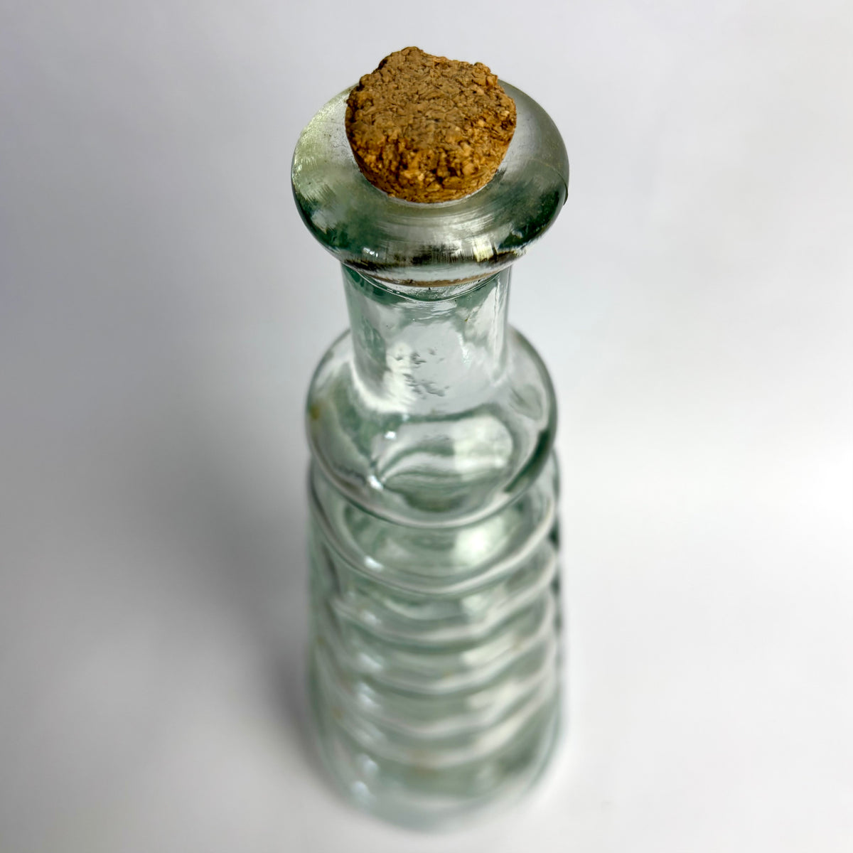 Large Ribbed Glass Decorative Bottle