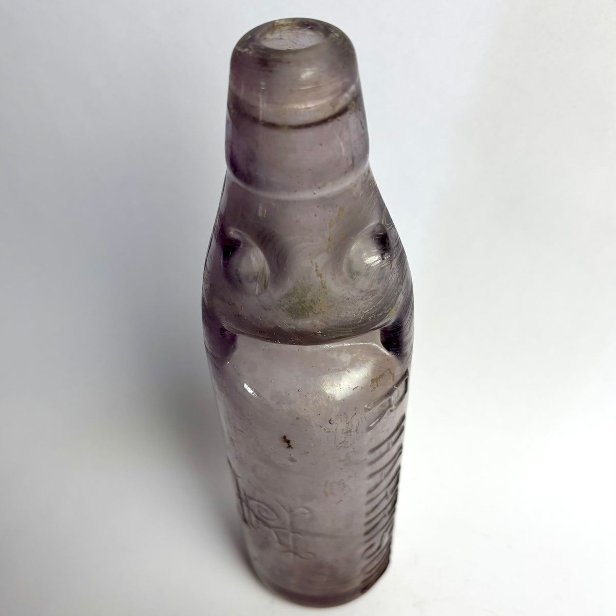 R. Harrison Fitzroy Crown Seal Bottle – Amethyst Glass – RH Monogram – Victoria c1900