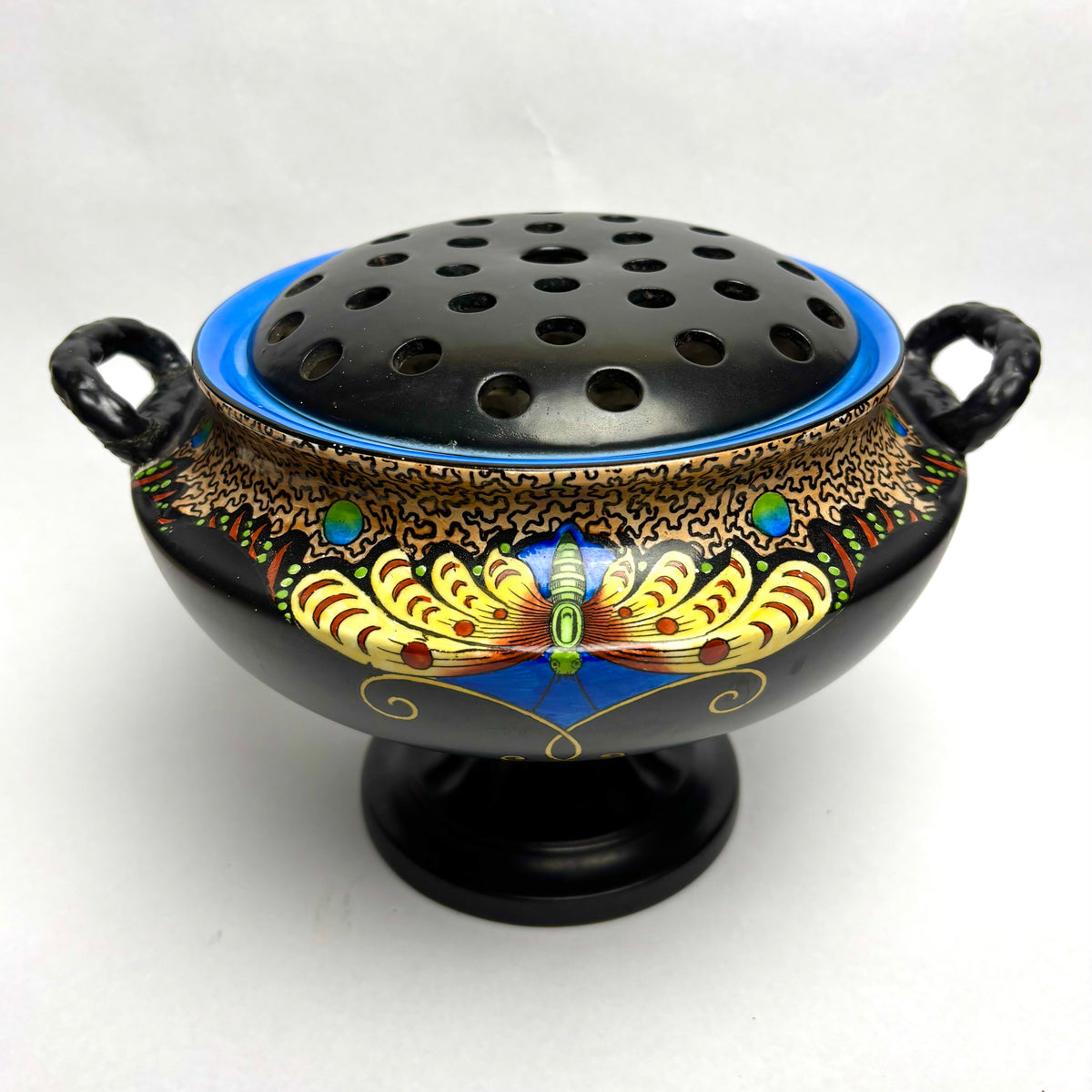 Antique Crown Ducal Rose Bowl with Frog – Art Deco c1930s