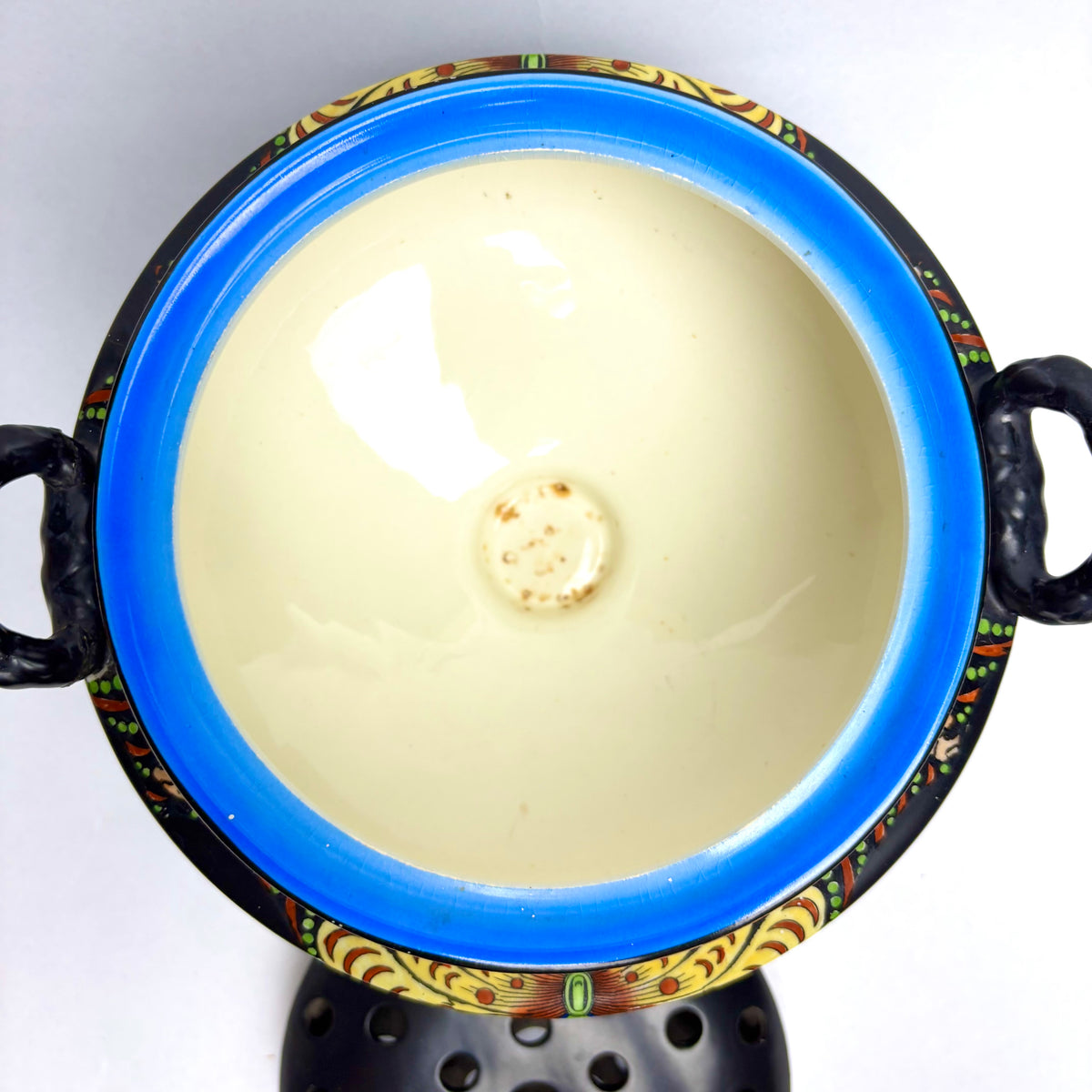 Antique Crown Ducal Rose Bowl with Frog – Art Deco c1930s