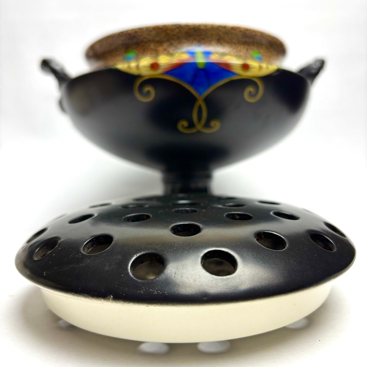 Antique Crown Ducal Rose Bowl with Frog – Art Deco c1930s