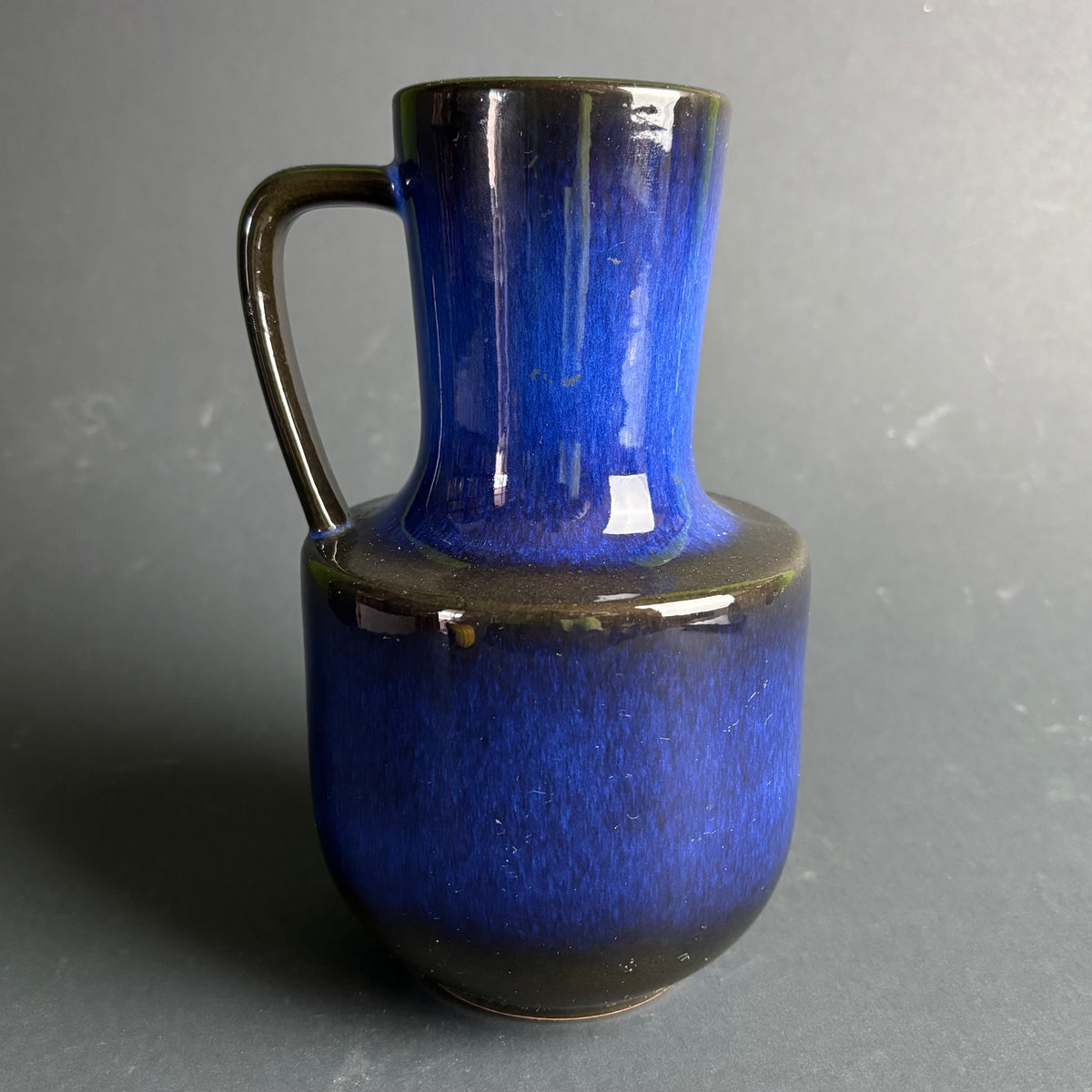 Bay Keramik West German Pottery Vase – Blue Drip Glaze – Model 44/20 – Fat Lava Era – 20 cm