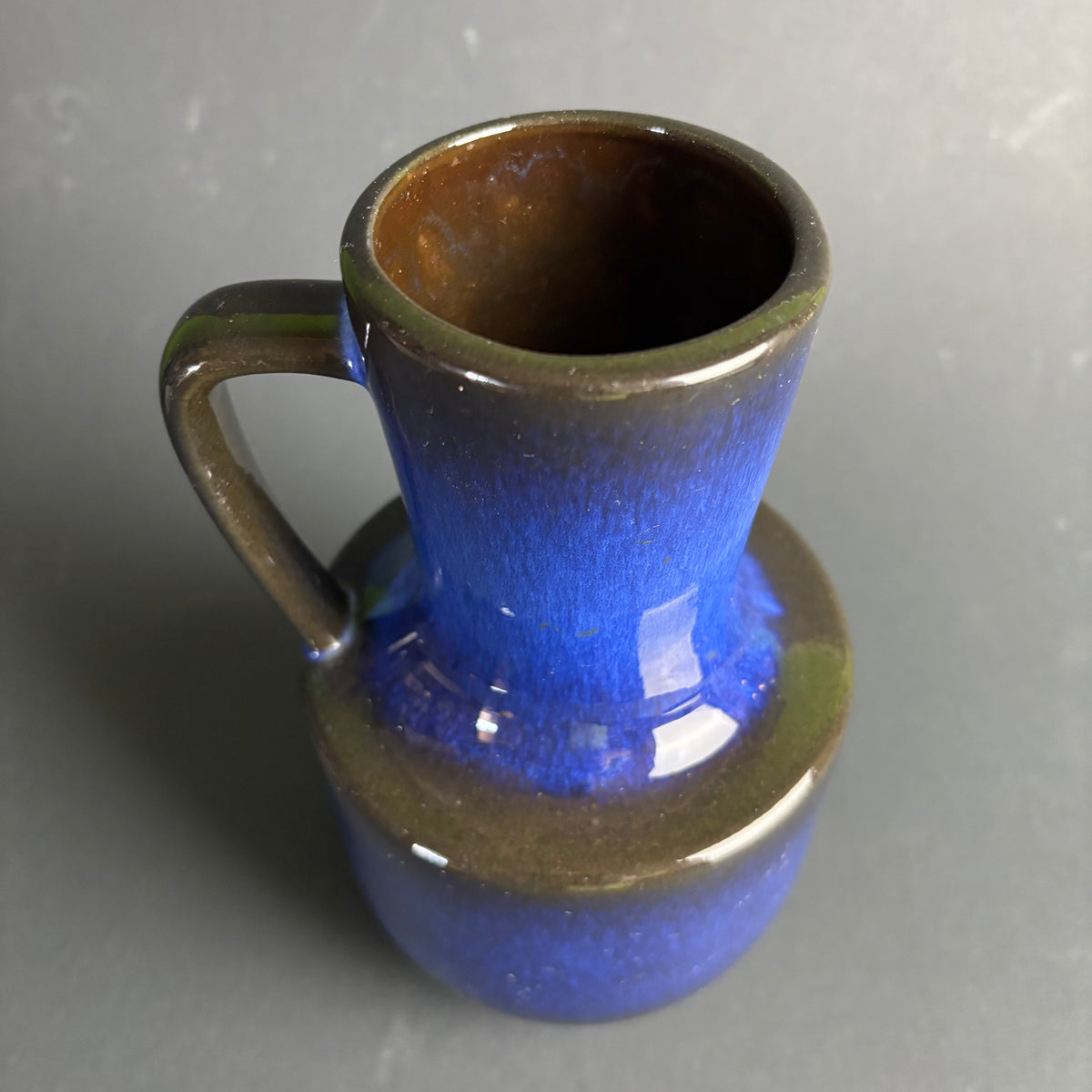 Bay Keramik West German Pottery Vase – Blue Drip Glaze – Model 44/20 – Fat Lava Era – 20 cm