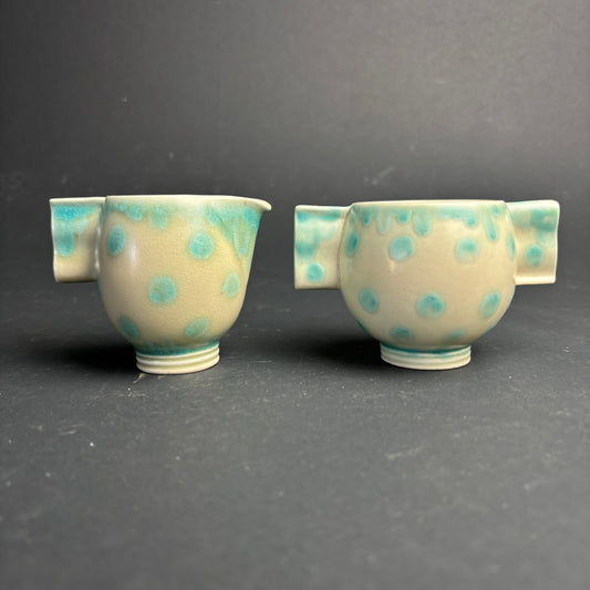 Carlton Ware Creamer & Sugar Set – Turquoise Spot Glaze