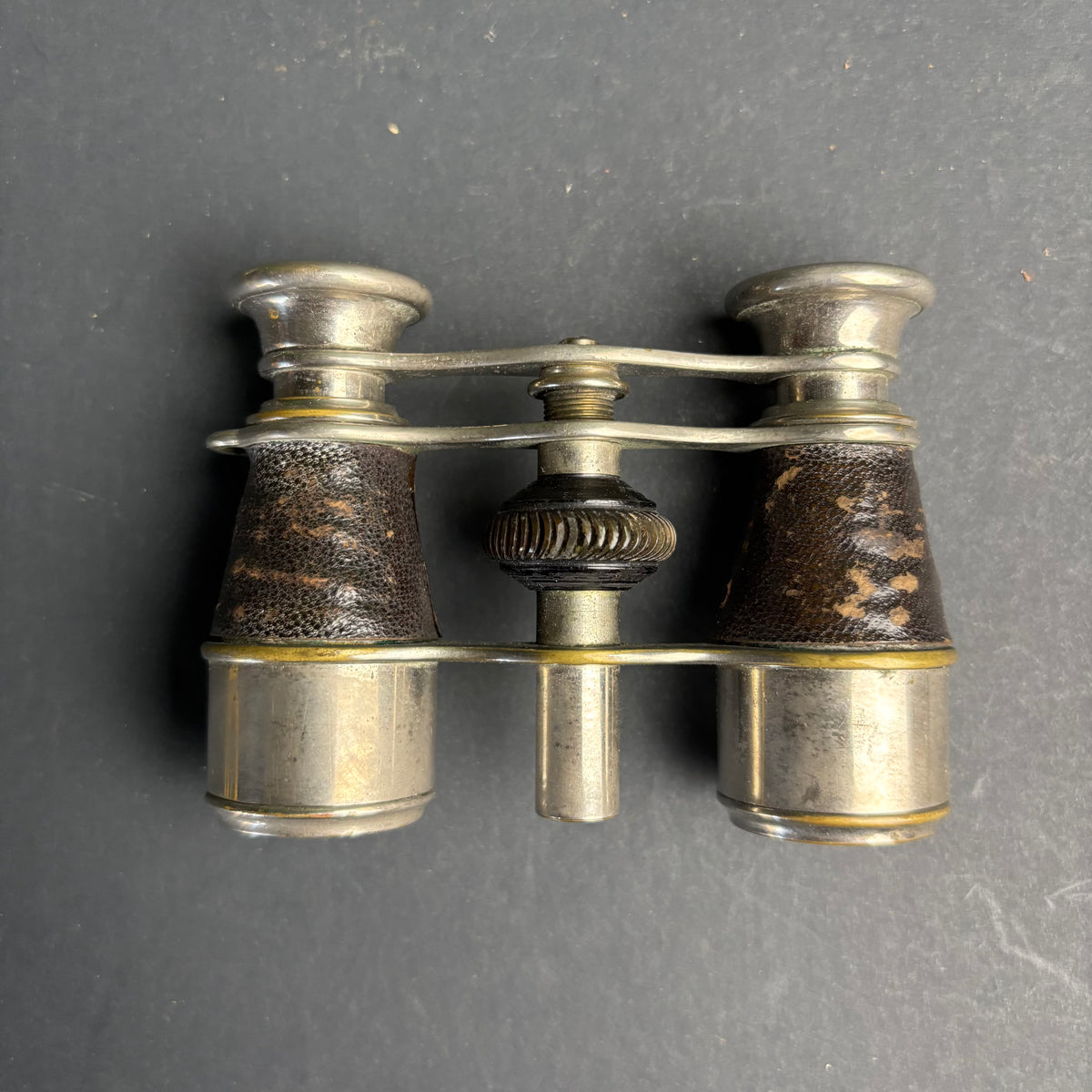 Antique Opera Glasses with Compass – Brass & Leather