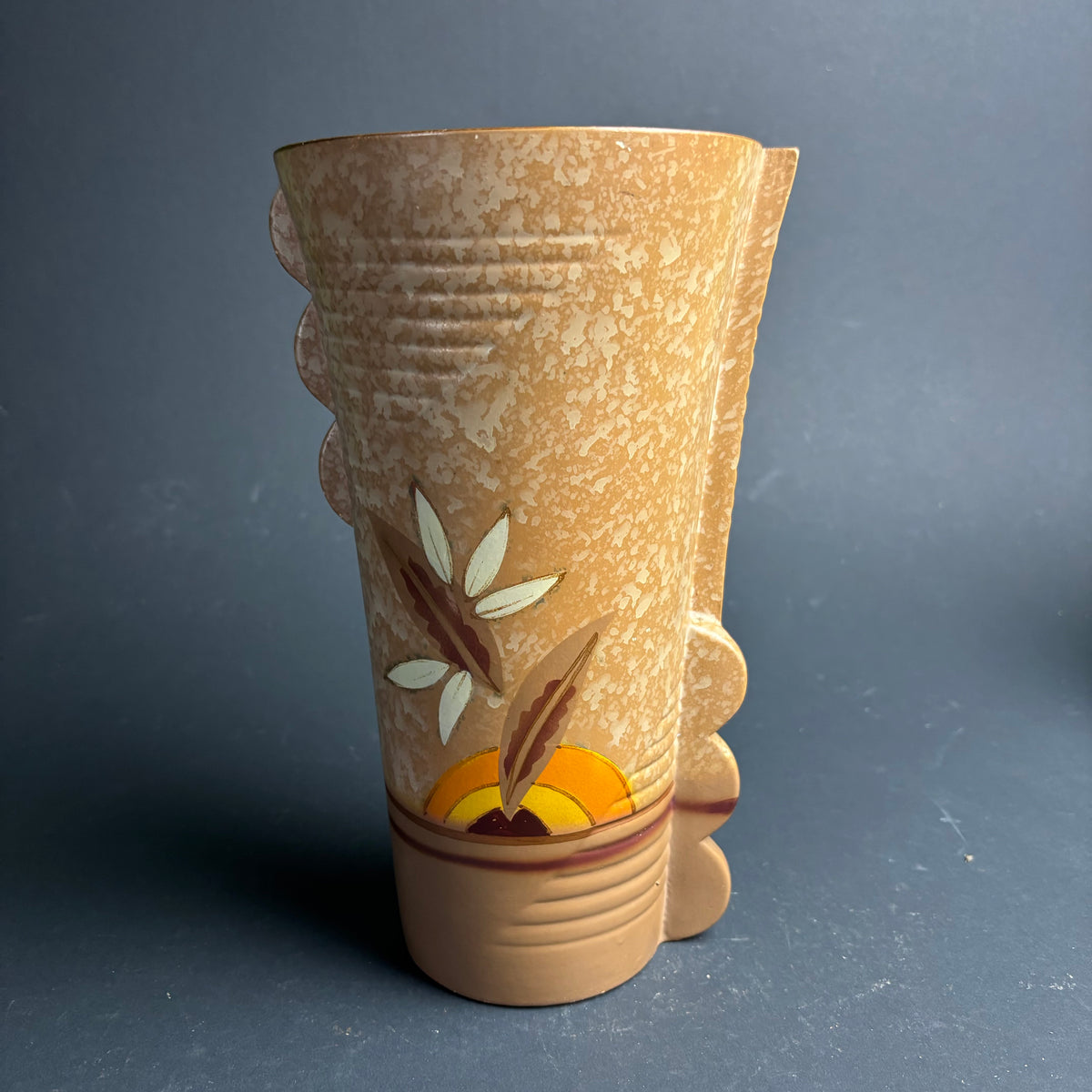 Tall Vintage Brixton Pottery Vase – English Mid Century Floral