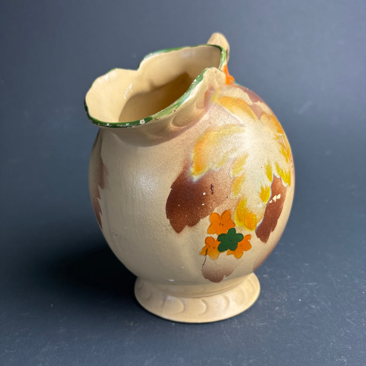Vintage English Pottery Jug – Hand Painted Floral – Cottage Style