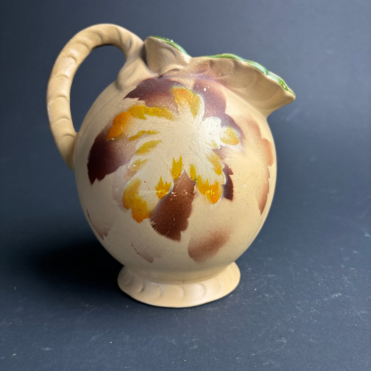 Vintage English Pottery Jug – Hand Painted Floral – Cottage Style