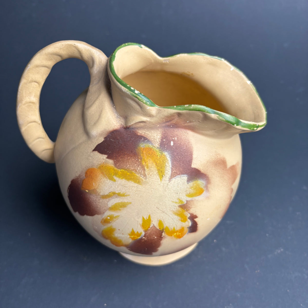 Vintage English Pottery Jug – Hand Painted Floral – Cottage Style