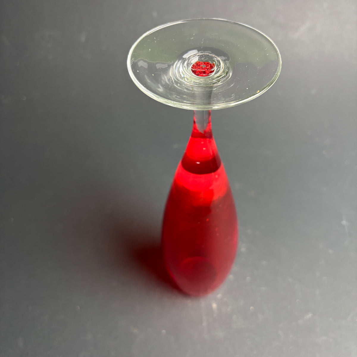 Tall Ruby Glass Stem Vase / Champagne Flute