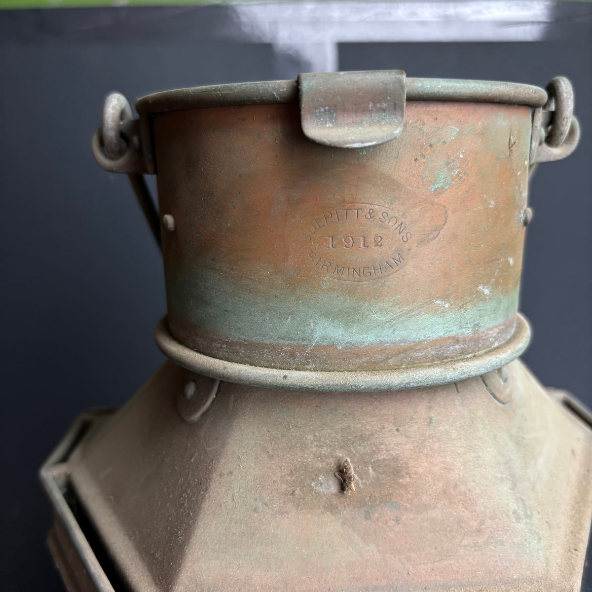 Antique Bulpitt & Sons Lantern 1912 Birmingham – Brass Railway / Carriage Lamp