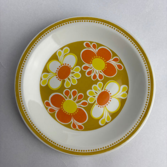 Decorative plate with floral design on a white background
