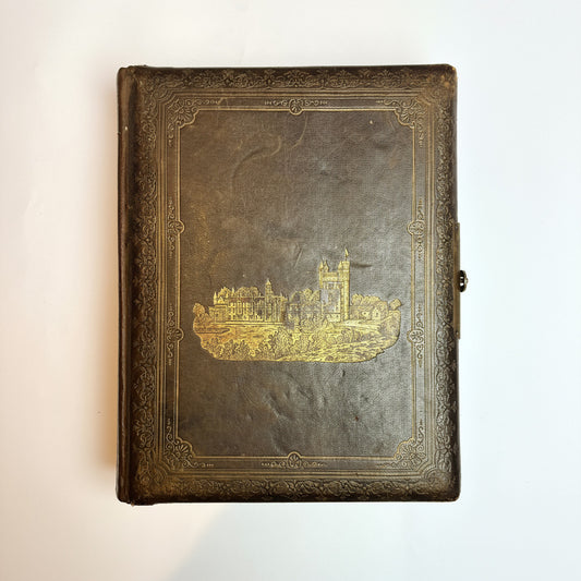 Antique Victorian Musical Photo Album c.1880 — Gilt Leather with Working Brass Clasp