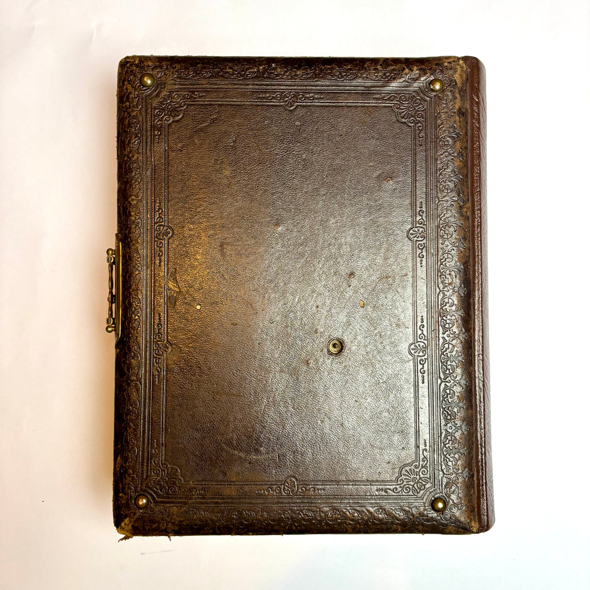 Antique Victorian Musical Photo Album c.1880 — Gilt Leather with Working Brass Clasp