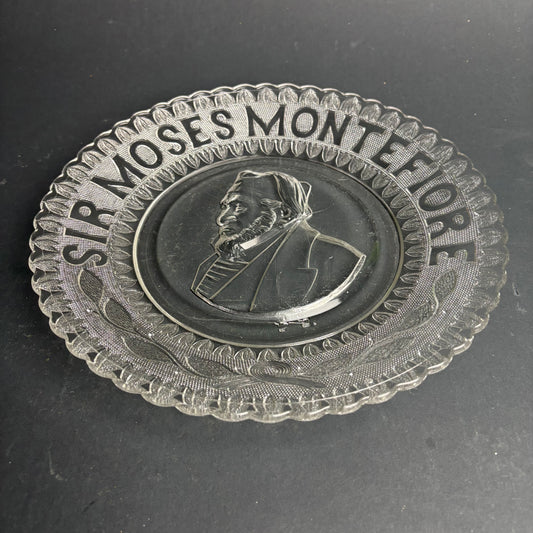 Sir Moses Montefiore Commemorative Glass Plate – Victorian Pressed Glass