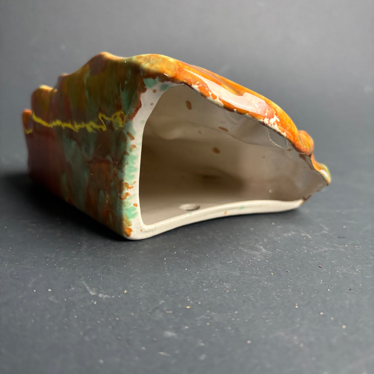 Australian Studio Pottery Wall Pocket – Drip Glaze Mid-Century