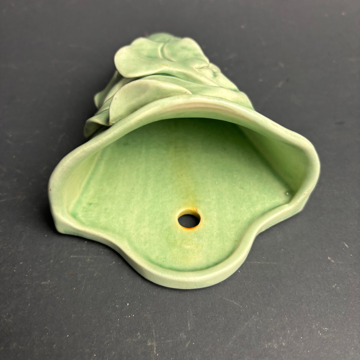Mid Century Australian Pottery Wall Pocket – Green Matte Glaze