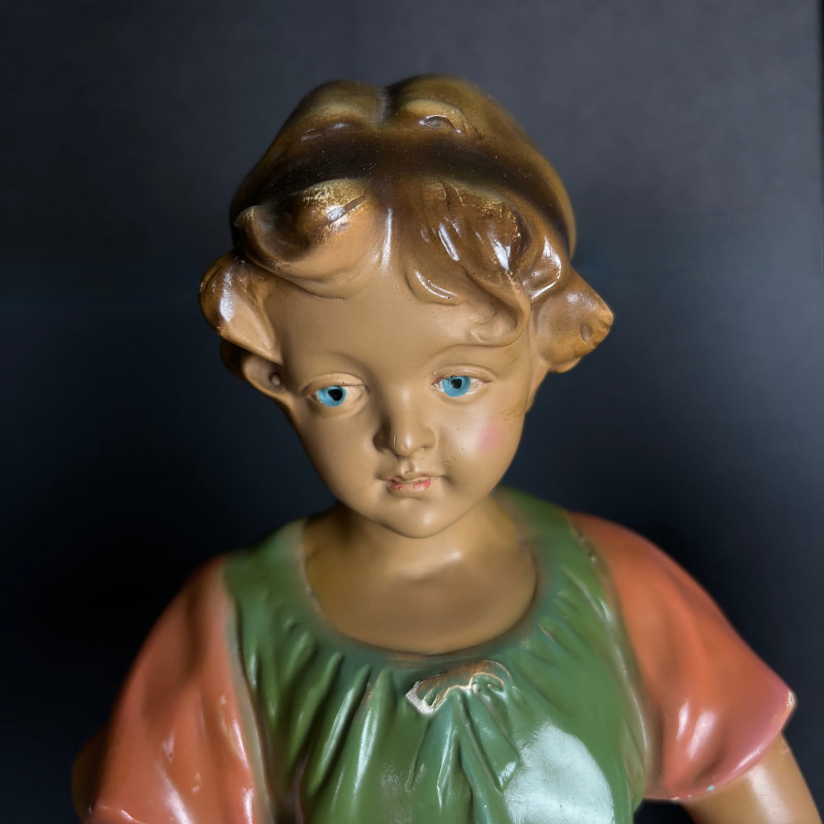 Vintage “The Hawkers” Chalkware Figures – Boy & Girl with Fruit Baskets (Pair)