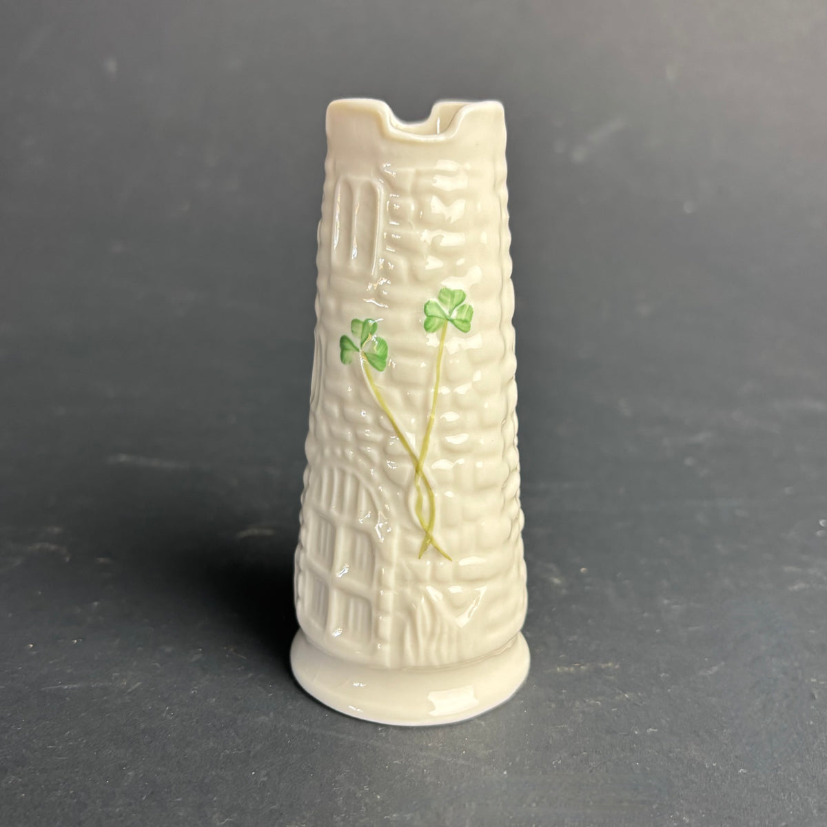 Belleek Ireland Shamrock Spill Vase – Cream Glazed Irish Porcelain