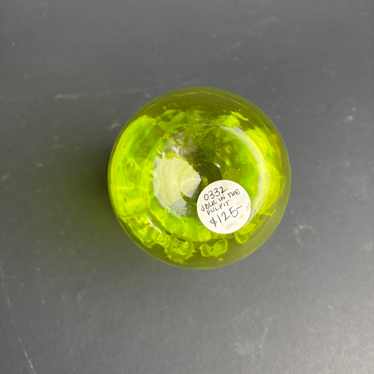 Vintage Green Cased Glass Vase – Bohemian Style Frilled Rim Art Glass