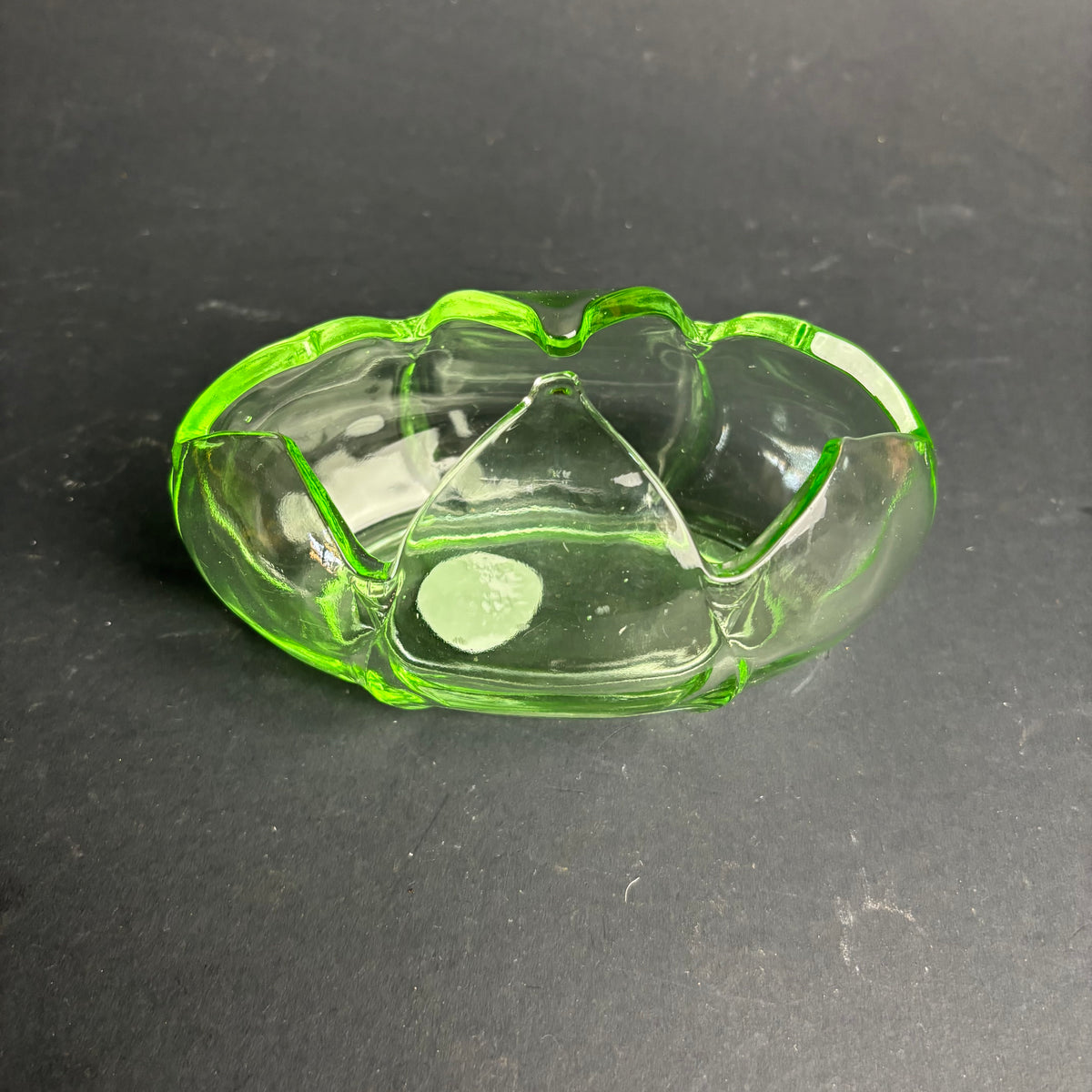 Bagley Green Glass Bowl – 4 Point Console Dish