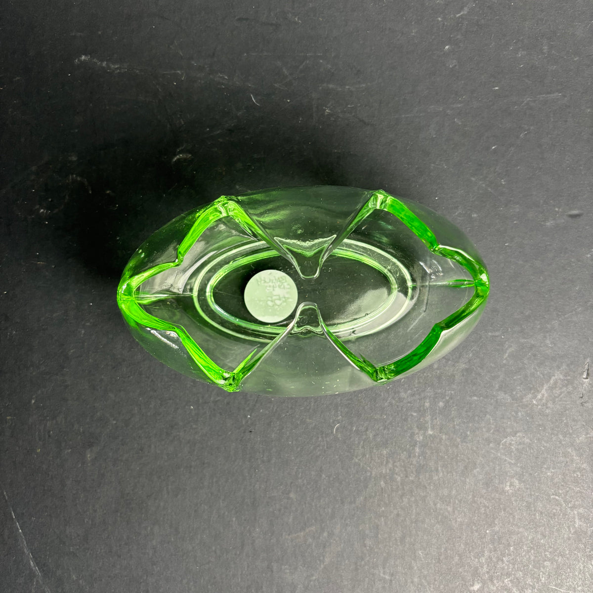 Bagley Green Glass Bowl – 4 Point Console Dish