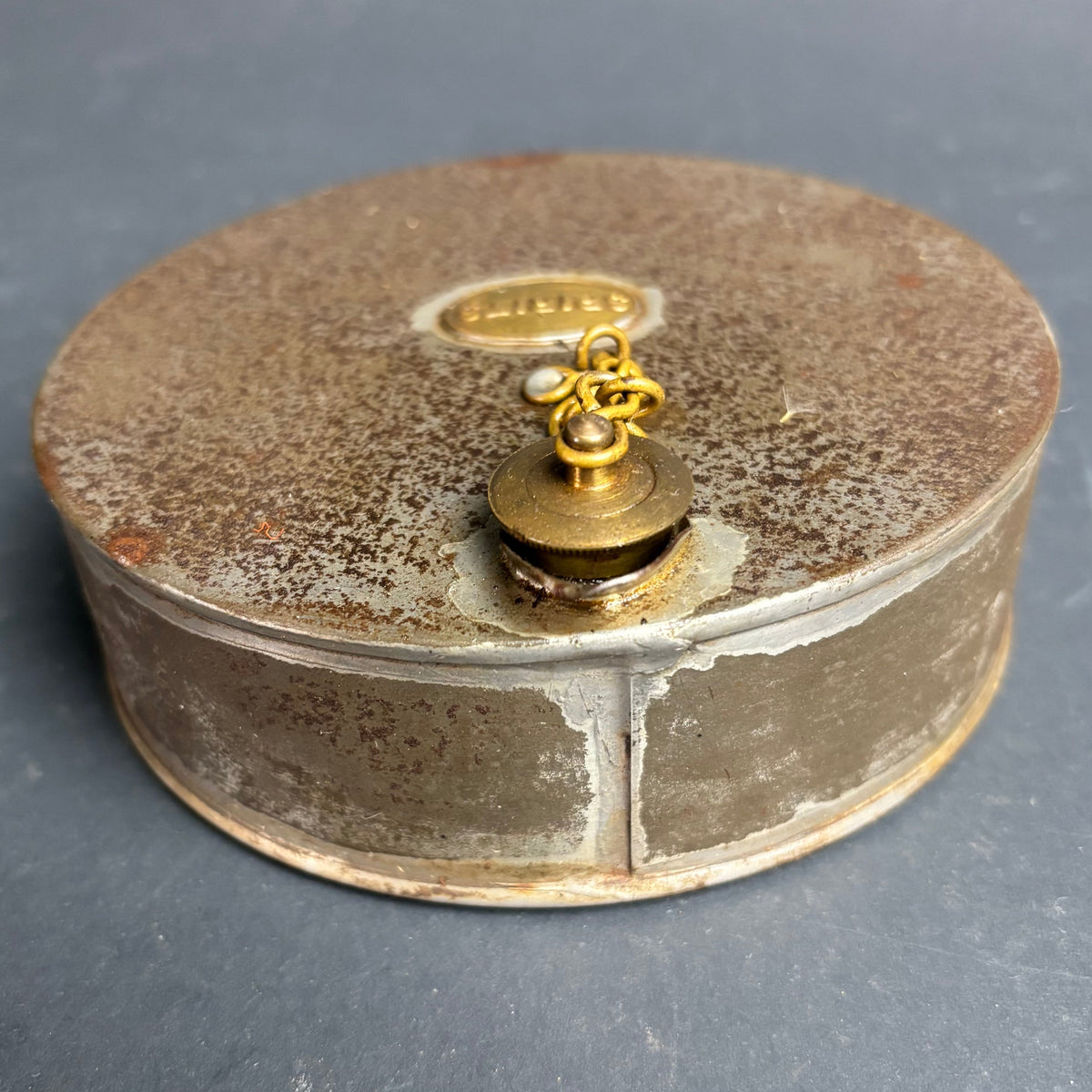Vintage Metal Spirit Kettle / Spirit Can with Brass Cap Chain Marked “SPIRITS”