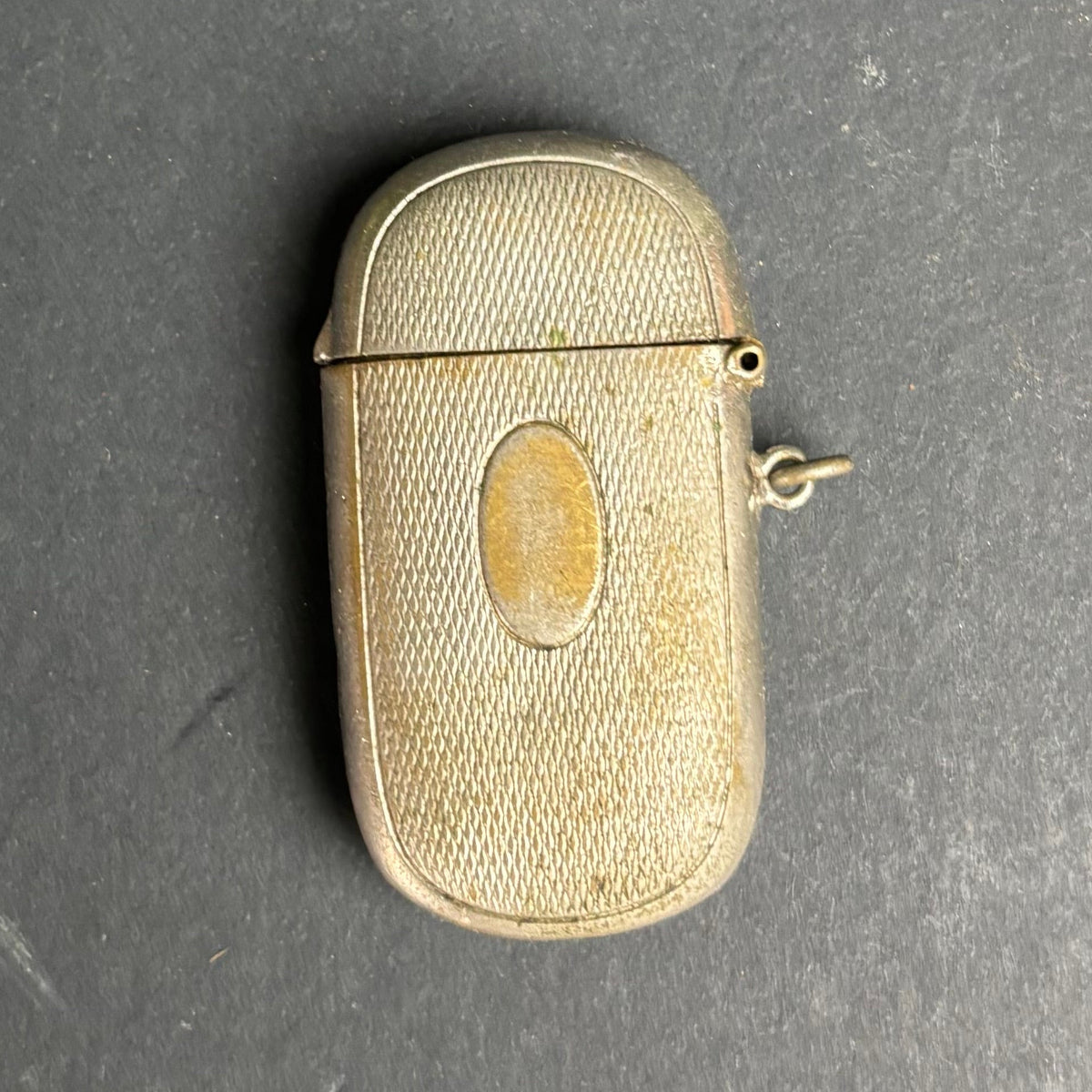 Antique Vesta Case – Engine Turned Metal Match Safe / Pocket Match Holder
