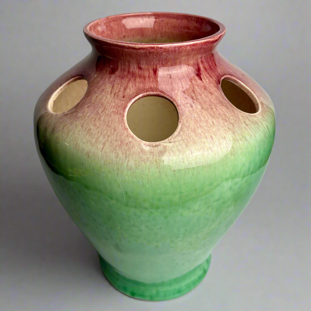 Pates Pottery Sydney Pink & Green Drip Glaze Vase 27cm