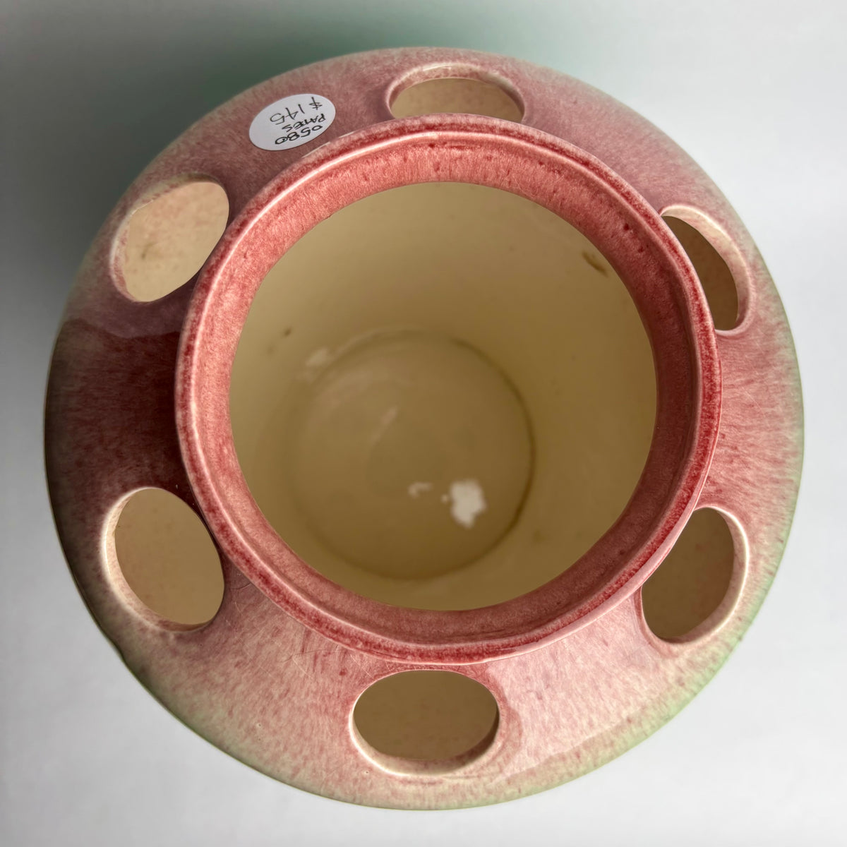 Pates Pottery Sydney Pink & Green Drip Glaze Vase 27cm