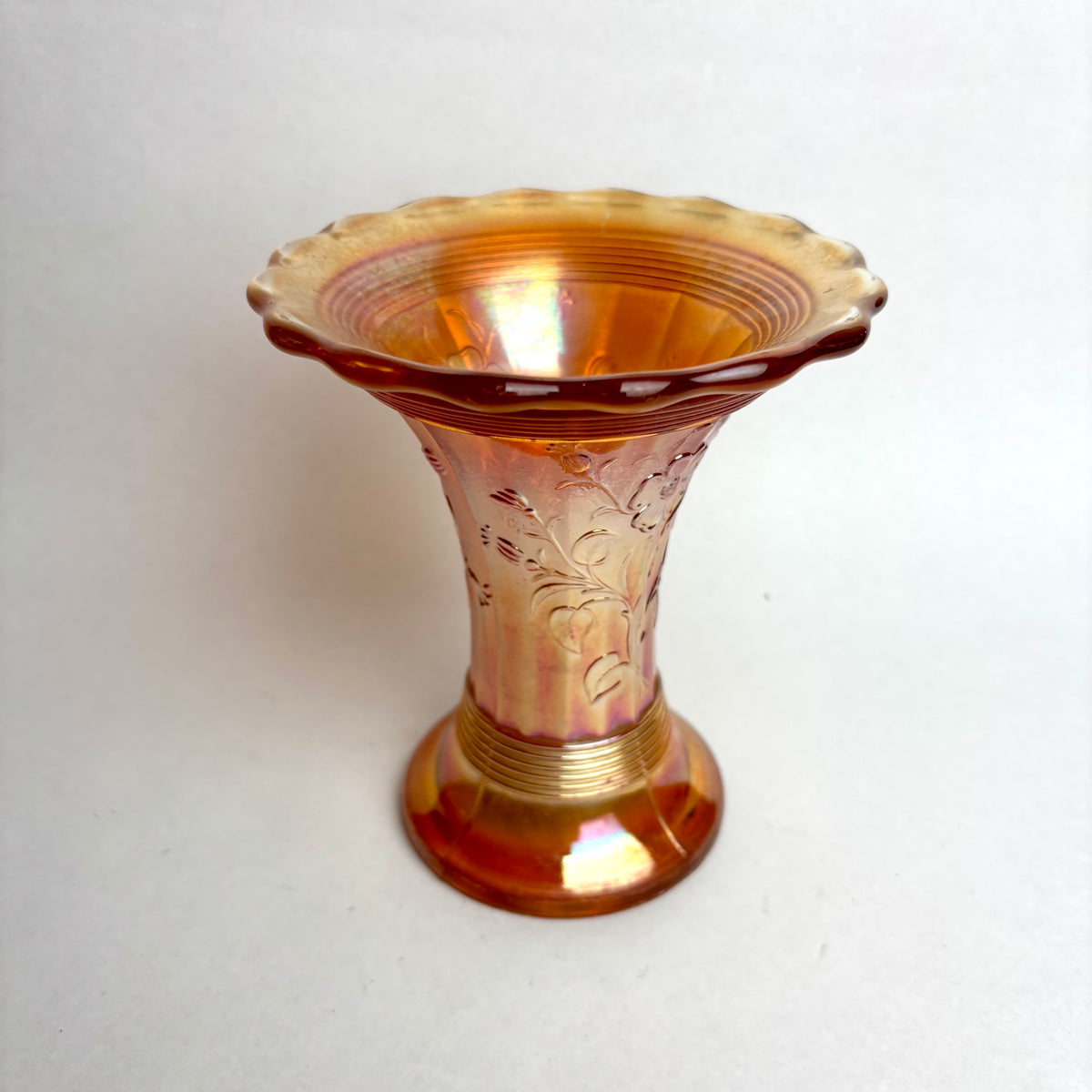 Dugan Summer Days Carnival Glass Vase Marigold Antique Art Nouveau