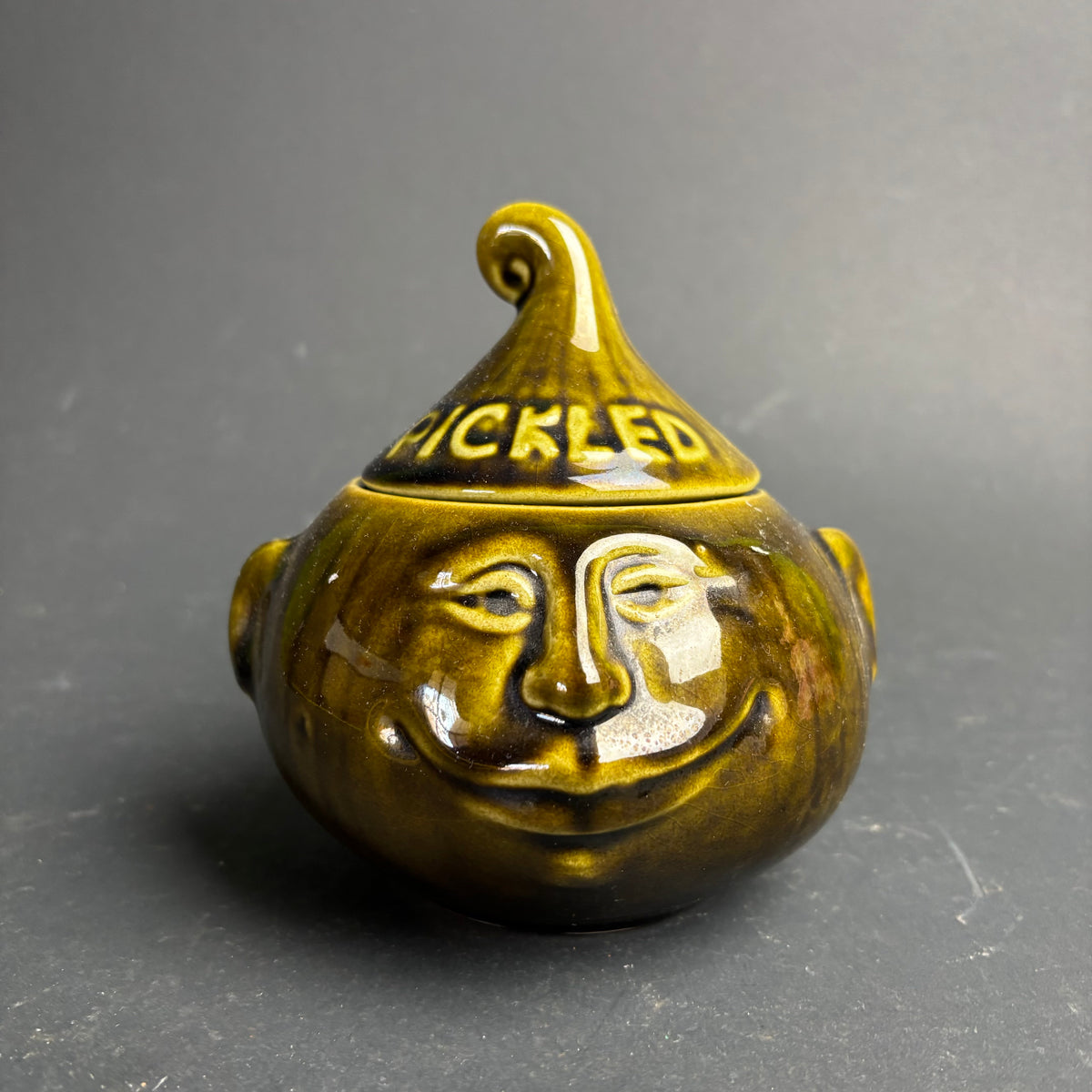 Vintage Pickled Onion Face Pot – English Character Ware Jar