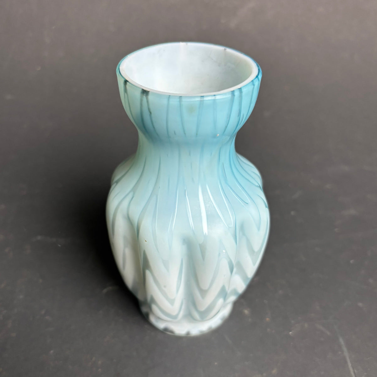 Vintage Blue Cased Art Glass Vase – Czech / Murano Style