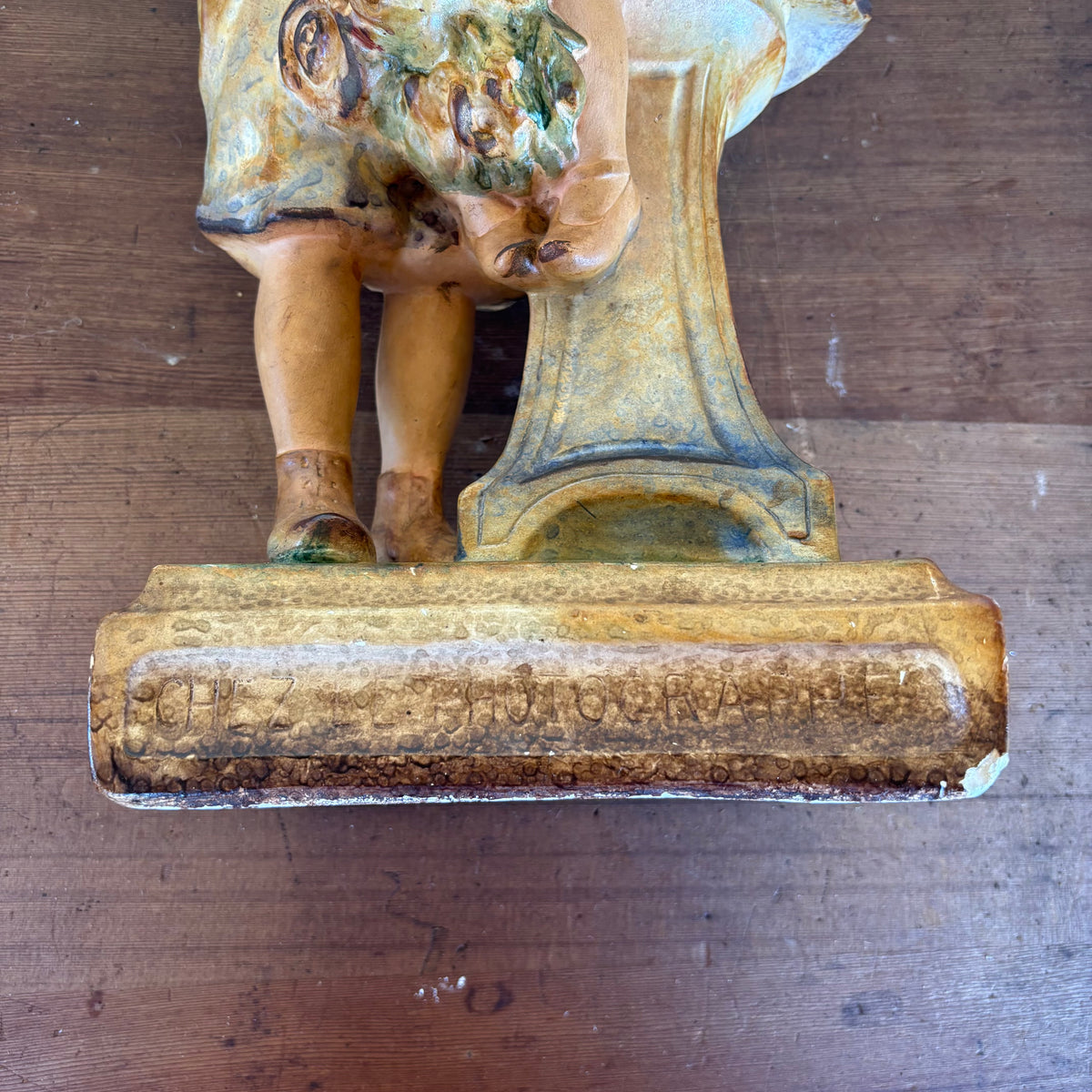 Large French Chalkware Boy & Girl Statue – c.1930s