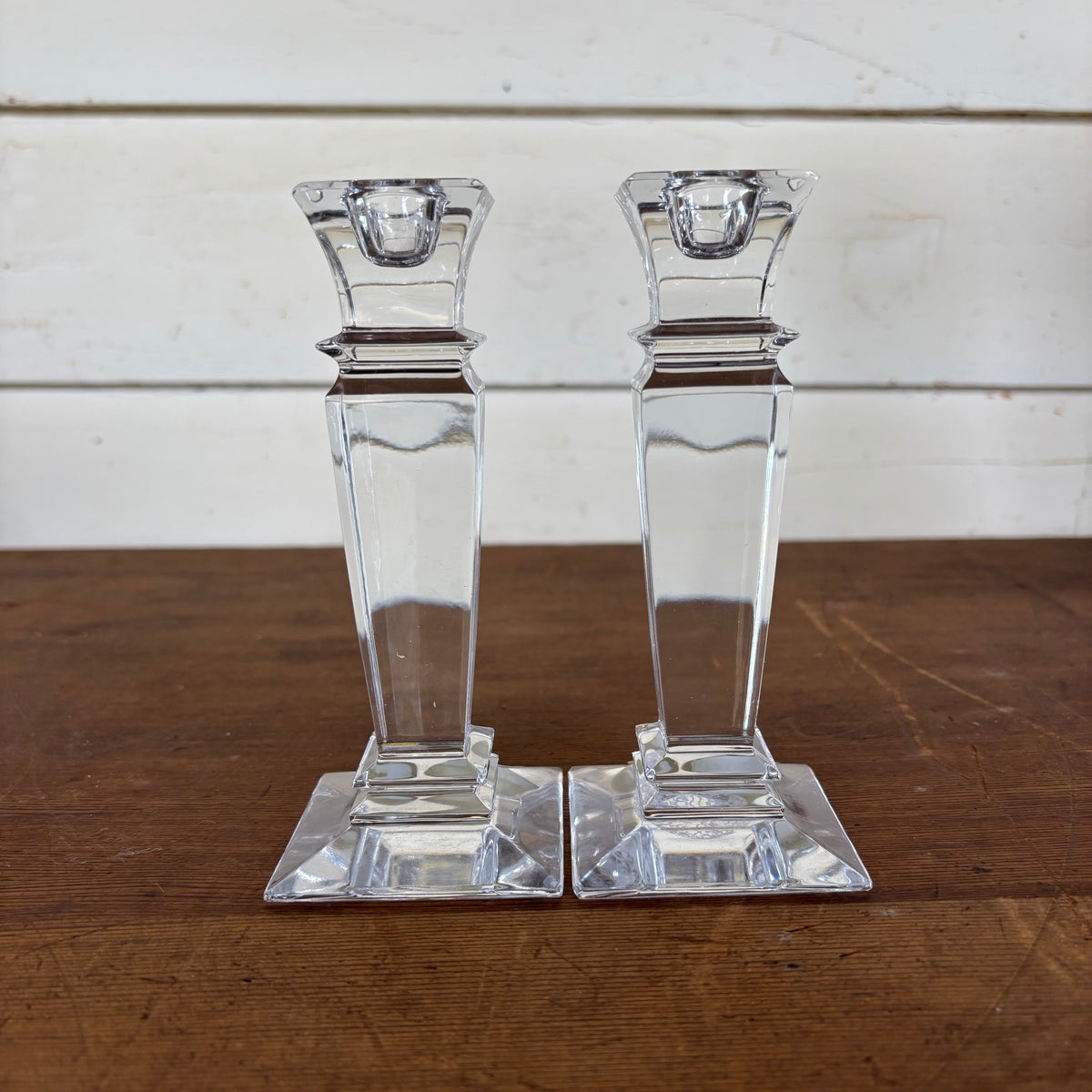 Pair of Bohemia Crystal Taper Candlesticks – Czech Republic, 24% Lead Crystal