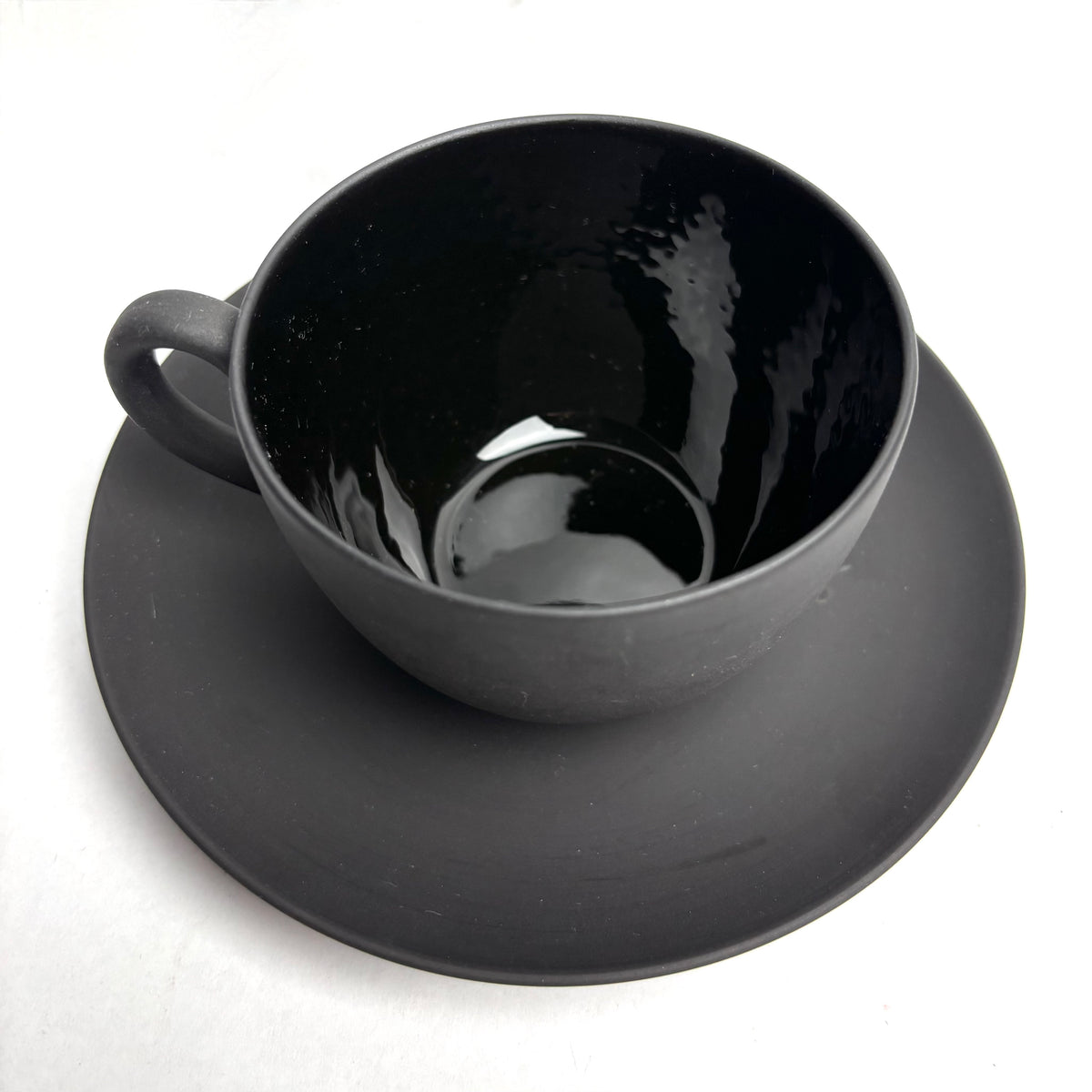 Wedgwood Black Basalt Tea Set 6 Trios Teapot Creamer Sugar Plate