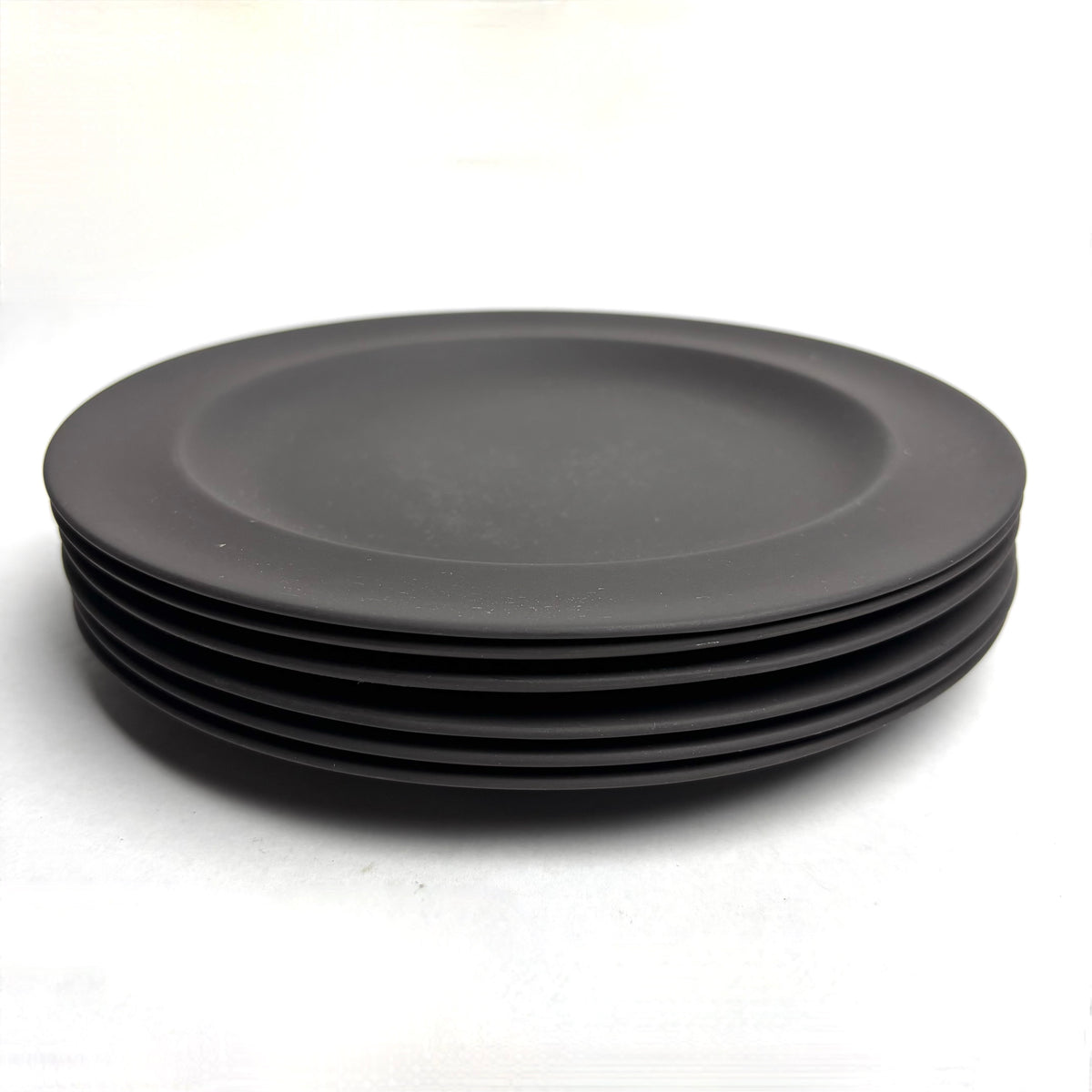 Wedgwood Black Basalt Tea Set 6 Trios Teapot Creamer Sugar Plate