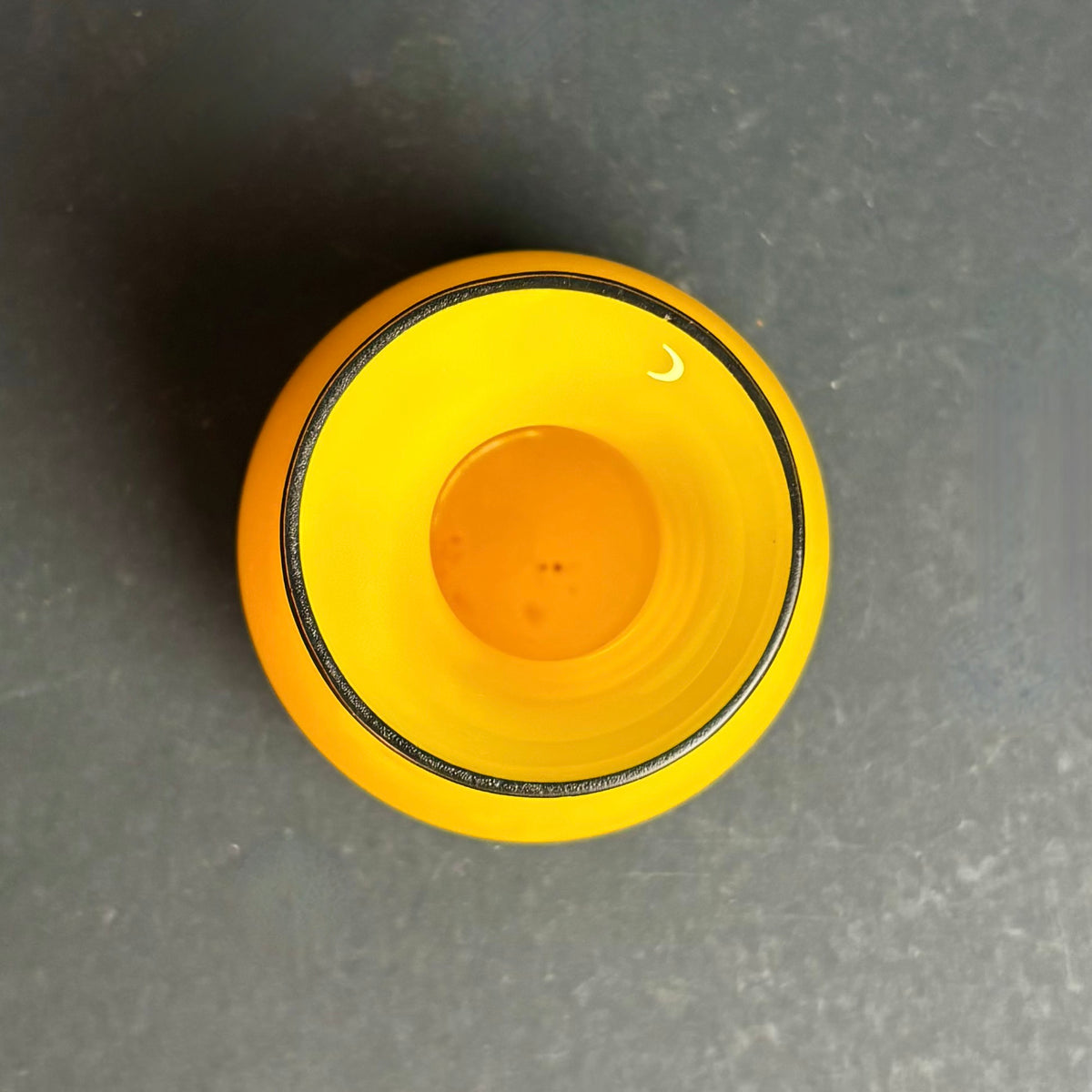 Art Deco Czech Tango Glass Vase Yellow with Black Banding c.1930s