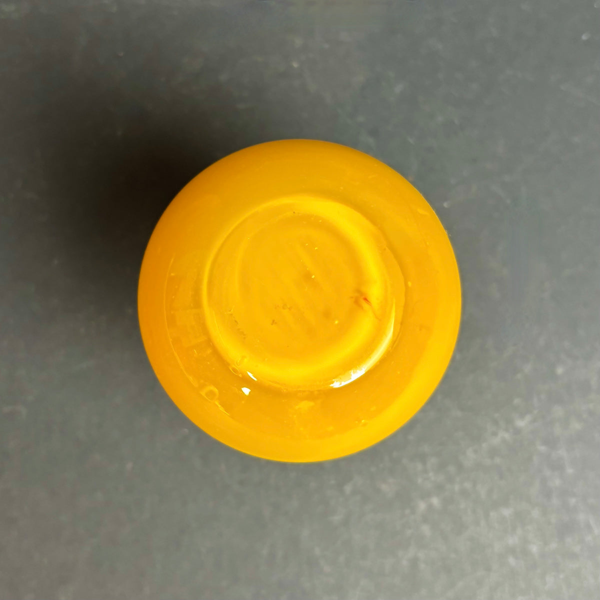 Art Deco Czech Tango Glass Vase Yellow with Black Banding c.1930s