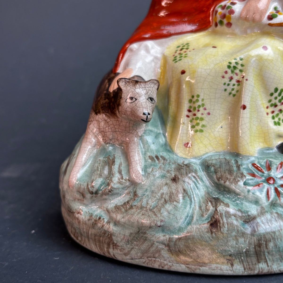 Vintage Staffordshire Style Little Red Riding Hood Figurine with Wolf