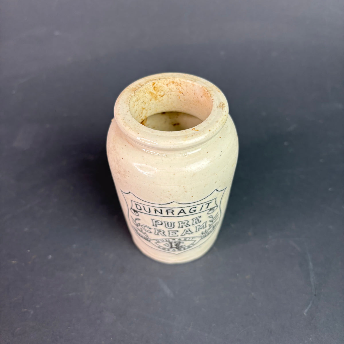 Antique Dunragit Pure Cream Creamery Stoneware Pot c.1900